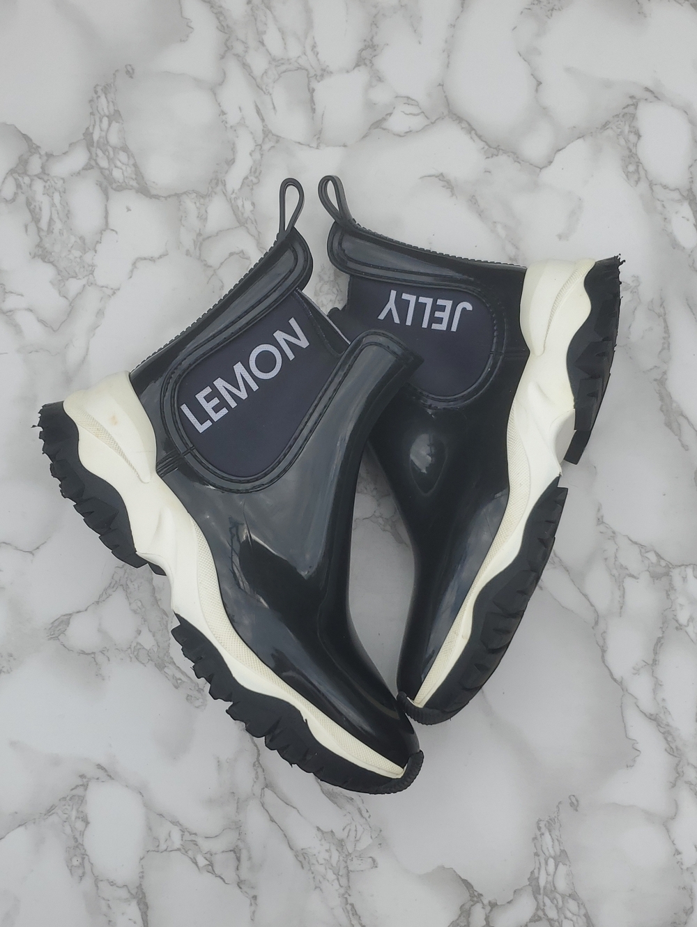 Lemon Jelly Jayden Black Chunky Rain Boots Size 37 (Fits US 5.5 / 6)